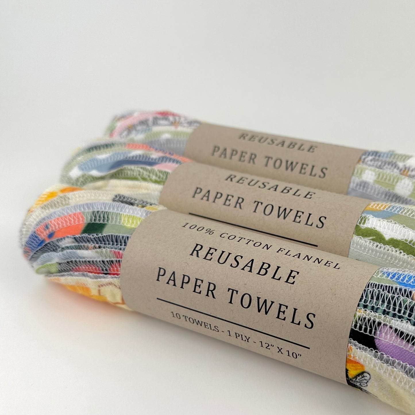 Reusable Paper Towels | 100% Cotton Flannel | 10 Pack | 1 ply