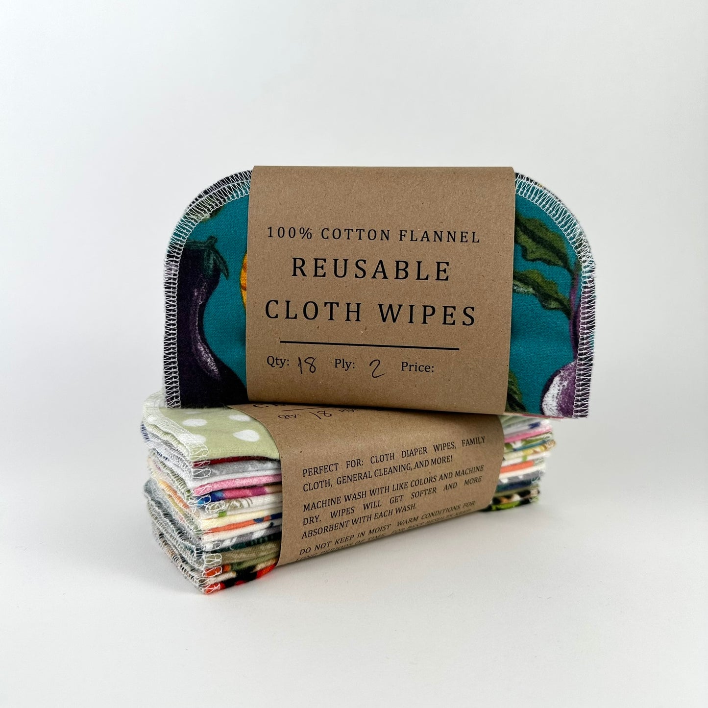 Reusable Cloth Wipes - 2 ply